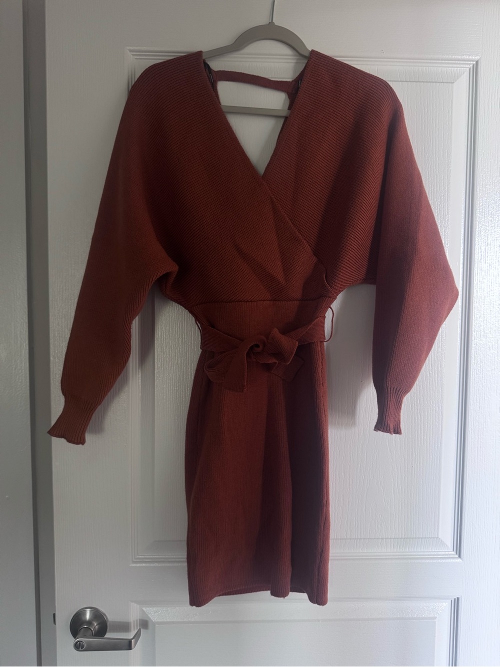 Forever 21 Rust Knit Wrap Dress with Waist Tie